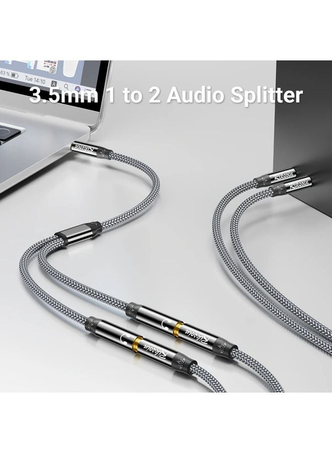 RIKSOIN 3 5mm TRRS Y Splitter Audio Cable 0 8m Male to Dual Female Adapter for Headphones Speakers Phone PC Laptop Tablet - Image 3